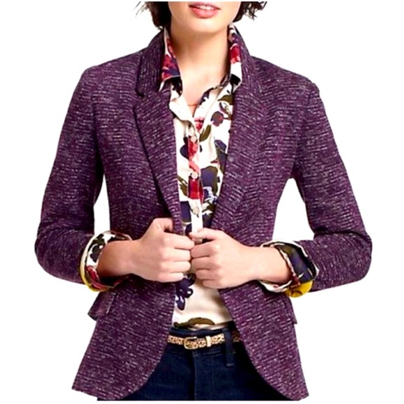 Anthropologie Cartonnier Purple Marled Knit Blazer, Size M - Picture 1 of 6